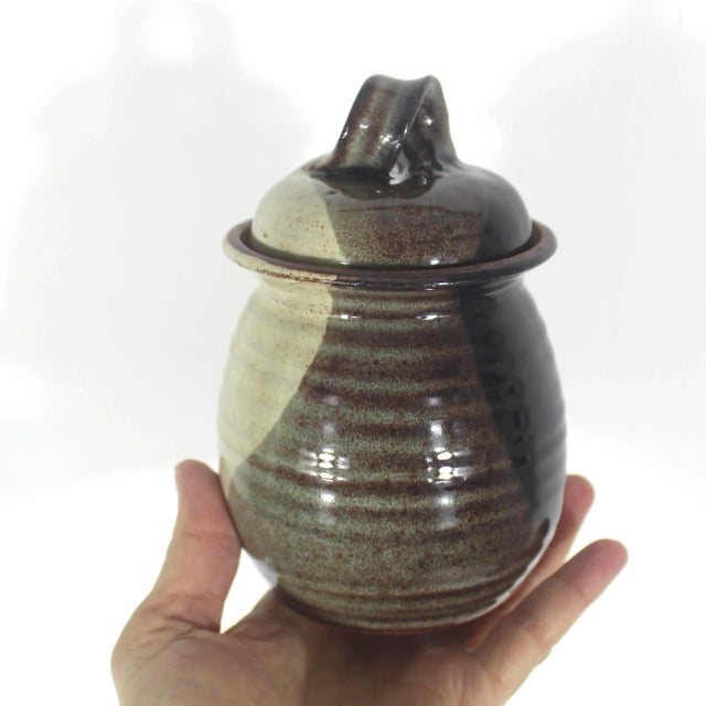 1970s Vintage Studio Pottery Canister With Lid For Sale - Image 5 of 7