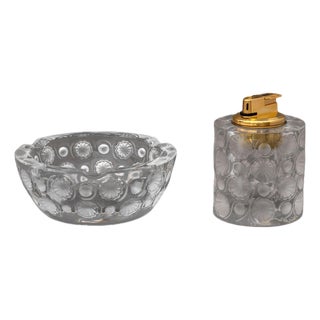 Lalique Crystal "Toyko" Smoking Set, 2 Pcs. For Sale