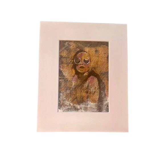 “Girl in White Sunglasses” Original Mono Print by Nancy Smith For Sale