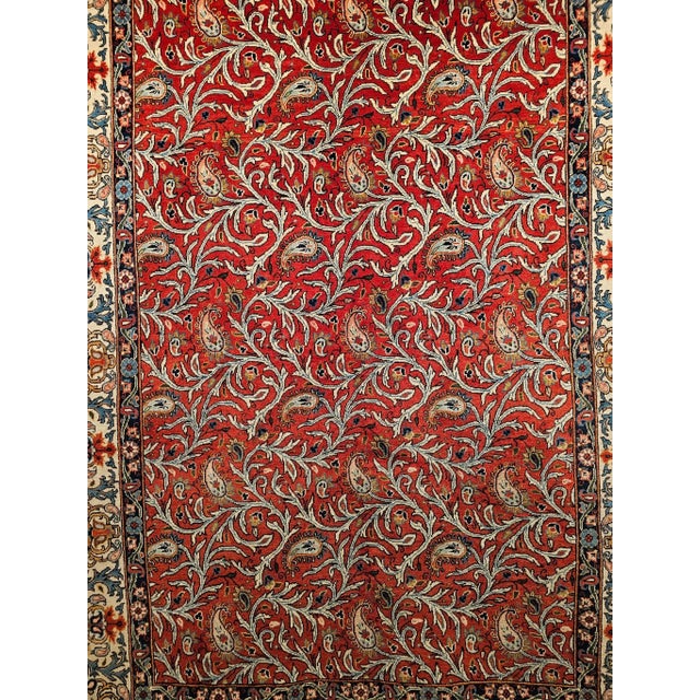 Vintage Persian Qum Area Rug, Handwoven Allover Paisleys Pattern, Red & Ivory, 5’ X 7’ For Sale In Chicago - Image 6 of 18