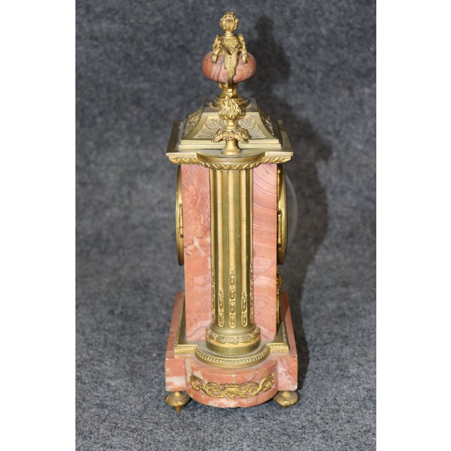 Bronze 1920's Antique French Marble Bronze Mantel Clock For Sale - Image 8 of 15