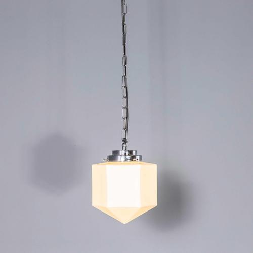 Mouth-Blown Opaline Glass Plumb Bob Pendant Lamp For Sale - Image 9 of 9