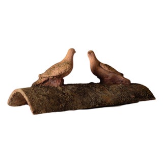 19th Century French Terracotta Roof Tile With Motif (C) For Sale