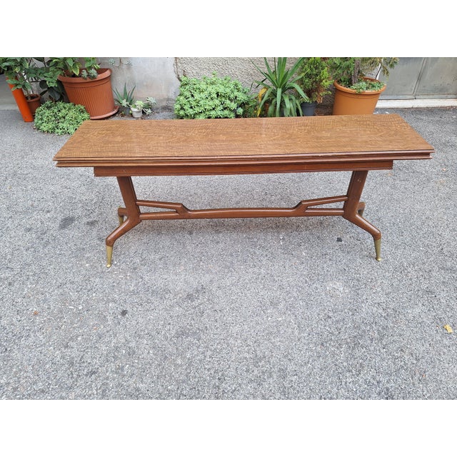 Wooden Console Table with Burl Wood Top and Formica Top, 1950s For Sale - Image 9 of 18