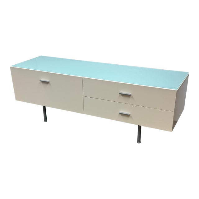 Alivar Italian White Glass Sideboard For Sale