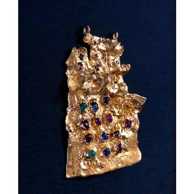 Metal Igael Tumarkin, Gold Gilt Bronze Sculpture Pendant Israeli Tumarkin Abstract Modernist Jewelry, c.1960s-1970s For Sale - Image 7 of 11