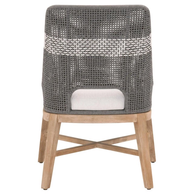 Tapestry Grey Mahogany Dining Chair, White Speckle Stripe & Dove Rope For Sale - Image 12 of 13
