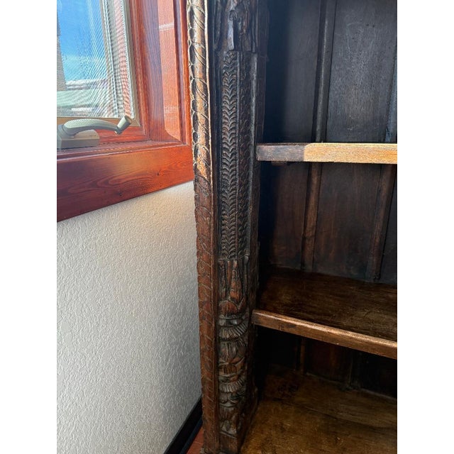 Chocolate Antique Hand-Carved Indian Wooden Bookshelf / Display Cabinet For Sale - Image 8 of 10