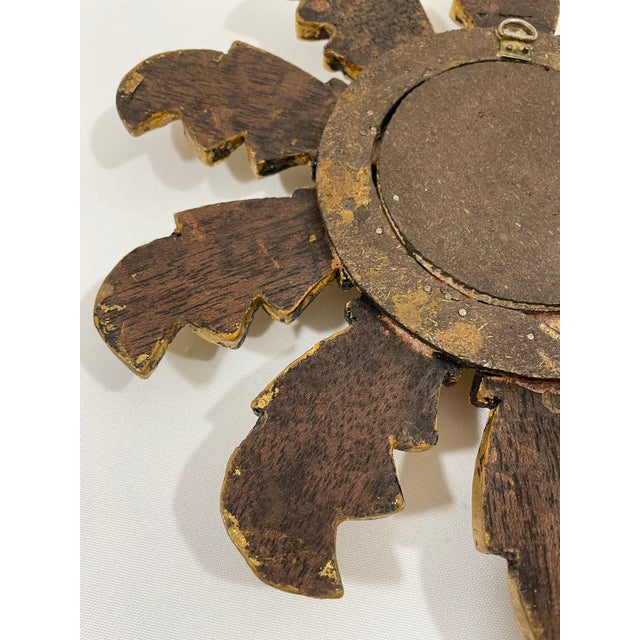 Mid 20th Century Petite 10" Italian Giltwood Sunburst Wall Mirror For Sale - Image 10 of 18