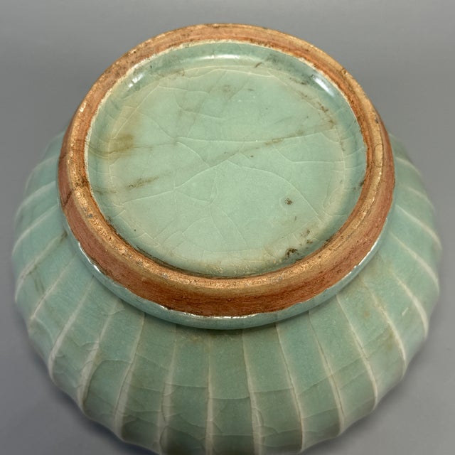 Antique Chinese Celadon Ribbed Covered Lotus Jar, Collectible Antique For Sale - Image 6 of 6