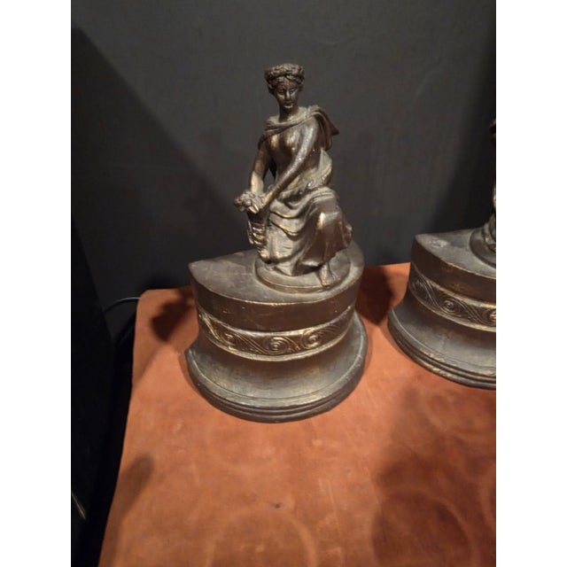 Antique Patinated Metal Figural Bookends For Sale - Image 4 of 9
