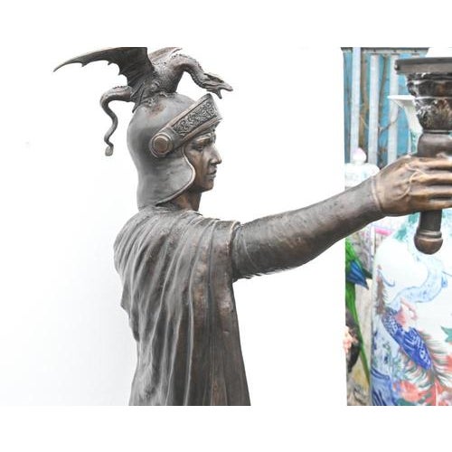 Bronze Roman Gladiator Statue Lamps, Set of 2 For Sale - Image 10 of 18