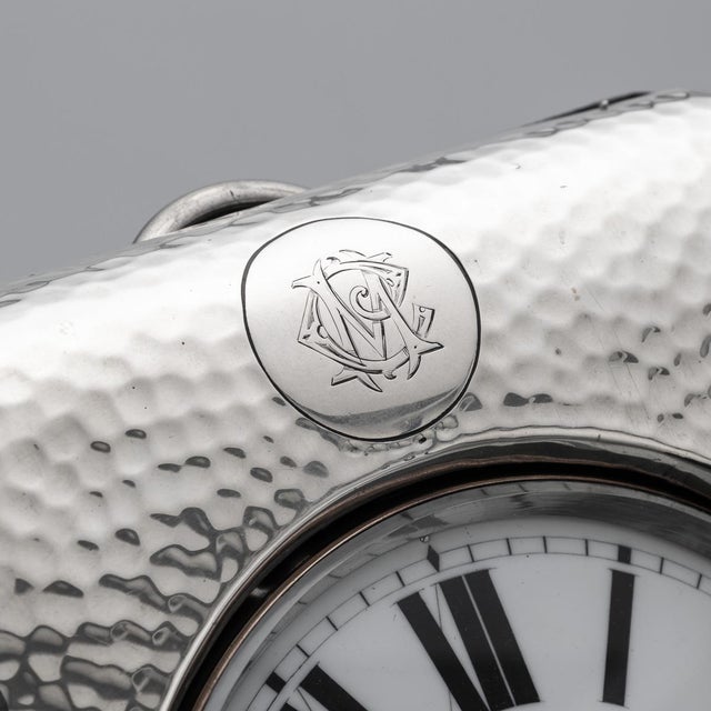 Antique English Silver Mounted Desk Clock, 1904 For Sale - Image 12 of 15