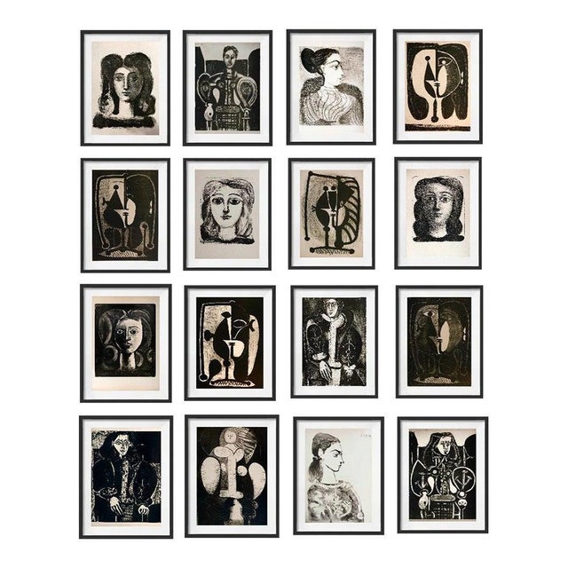 Set of 16 - "Picasso's Female Heads" Framed Contemporary Black and White Gallery Wall of Photographs / Pablo Picasso For Sale - Image 14 of 14