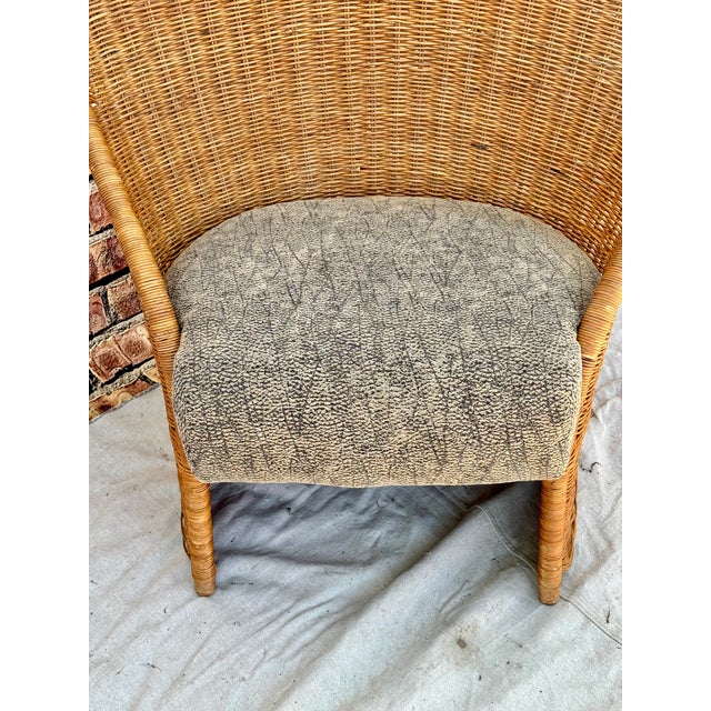 Pair of Mid-Century Modern Tall Rattan Wicker Peacock Chairs | Chairish