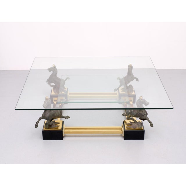 Mid-Century Modern Flying Horse of Gansu Coffee Table with Glass Top by Maison Charles, France, 1970s For Sale - Image 3 of 9