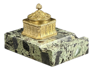 Art Nouveau French Gilt Bronze and Marble Inkwell by Louchet, Paris, 1900