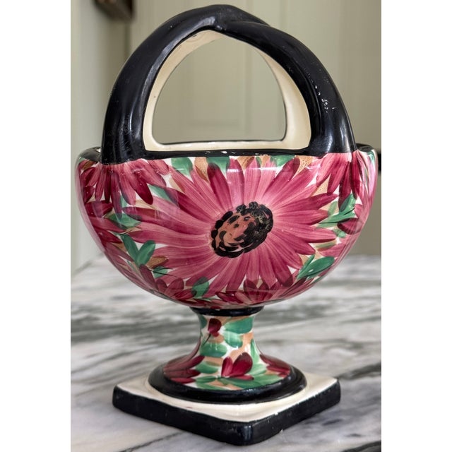 Hand-painted and glazed, Val's Dollhouse is proud to present this vibrant hand-painted basket from the Art Deco era, in...