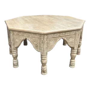 Octagonal Whitewashed Wooden Coffee Table