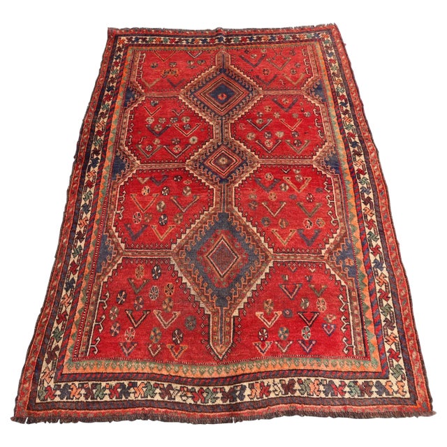 Vintage Handmade Persian Rug 4'4 X 6'5 For Sale