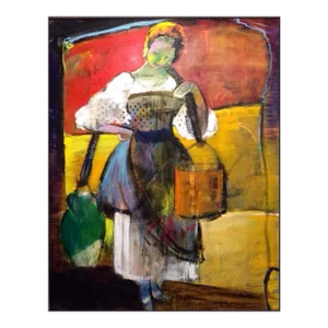 "Village" Helen Zarin Original Abstract Figurative Signed Oil Painting