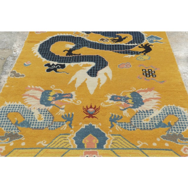 Traditional Antique Chinese Ningxia Wool Pillar Runner by Rug & Kilim, Dragon, 1920–1939 For Sale - Image 3 of 9