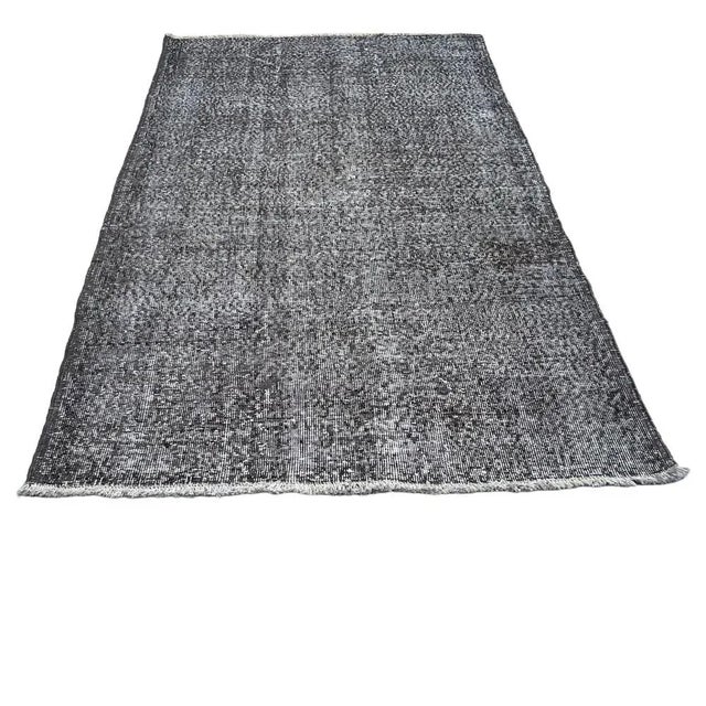 Vintage Turkish Wool Over-Dyed Grey Rug, 1970s For Sale - Image 11 of 11