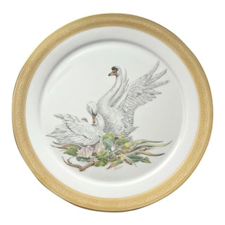 1970s Boehm Bone China “Swan” Decorative Charger Plate For Sale