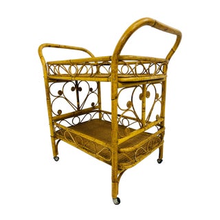 Mid 20th Century Coastal Bamboo Cocktail Trolley For Sale