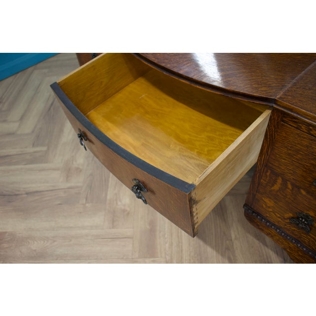 Wood Art Deco Dressing Table in Oak, 1930s For Sale - Image 7 of 9