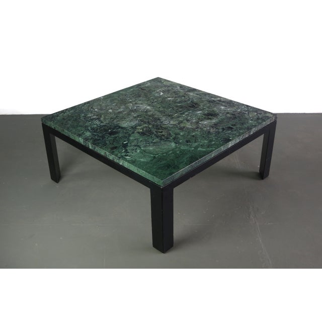Square Dunbar Coffee Table with Green Marble Top and Black Base, USA For Sale In Orlando - Image 6 of 6