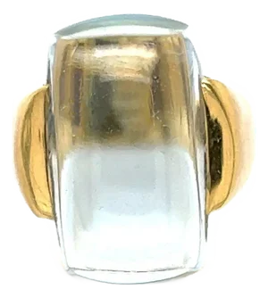H.Stern Blue Topaz 18k Yellow Gold Rectangle Shape Ring, Size 8