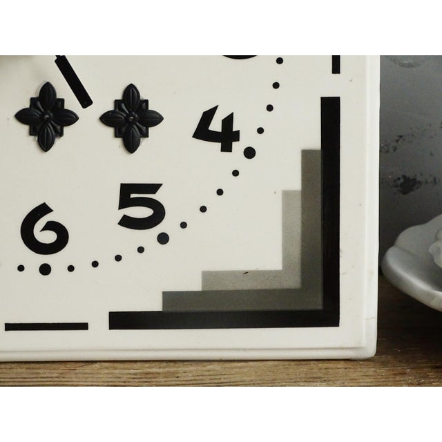 Mid-Century Modern 1930s Square Art Deco Ceramic Wall Clock For Sale - Image 3 of 11