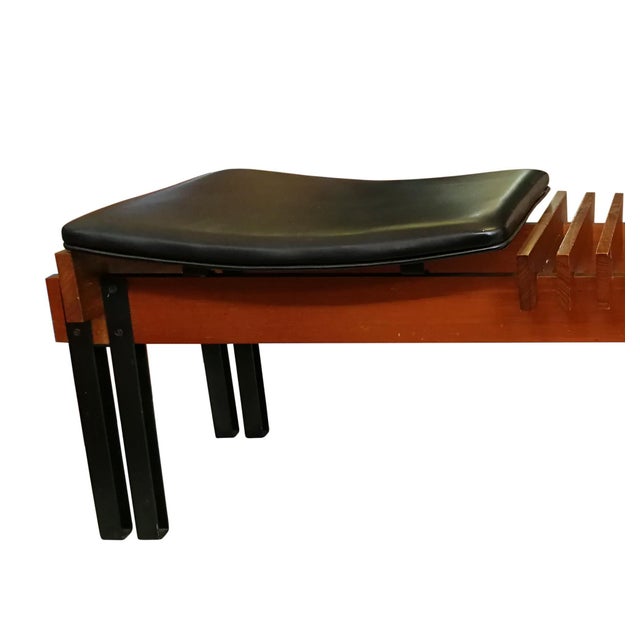 Vintage Teak Bench in Lacquered Metal, Italy, 1960s For Sale - Image 4 of 6