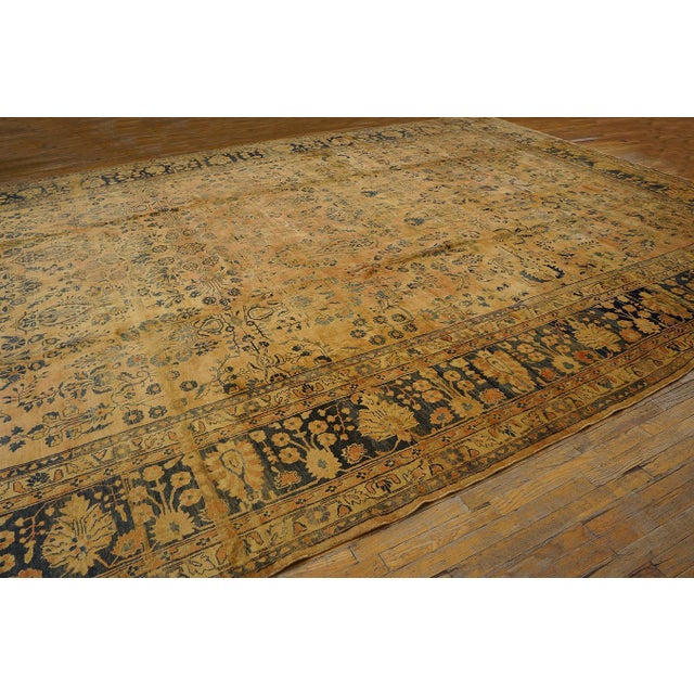 Peach 1920s Antique Sarouk Mohajeran Large Oversized Big Rug Wool Coral For Sale - Image 8 of 15