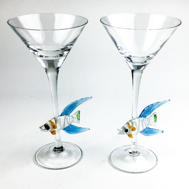 Vintage Sunfish Murano Martini Glasses Chairish