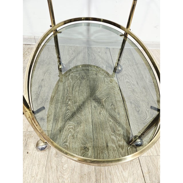 Vintage French Brass Serving Bar Cart, 1960s For Sale - Image 6 of 18