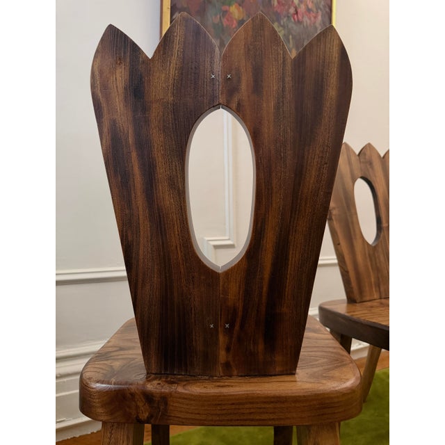 Rare Burled Mid 20th Century Olavi Hanninen Atributed Crown Chairs- Set of Four For Sale - Image 9 of 12