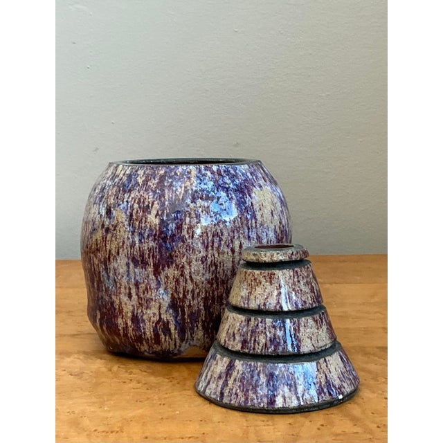 Vintage Glazed Ceramic Lidded Jar For Sale - Image 10 of 12