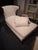Baker Furniture Company Baker Furniture Ivory Upholstered Chaise Lounge With Dark Wood Frame For Sale - Image 4 of 6