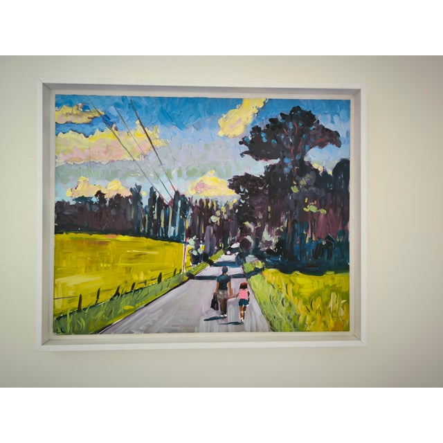 Blue Linda Clerget, Sun on the Countryside, Oil, Framed For Sale - Image 8 of 12