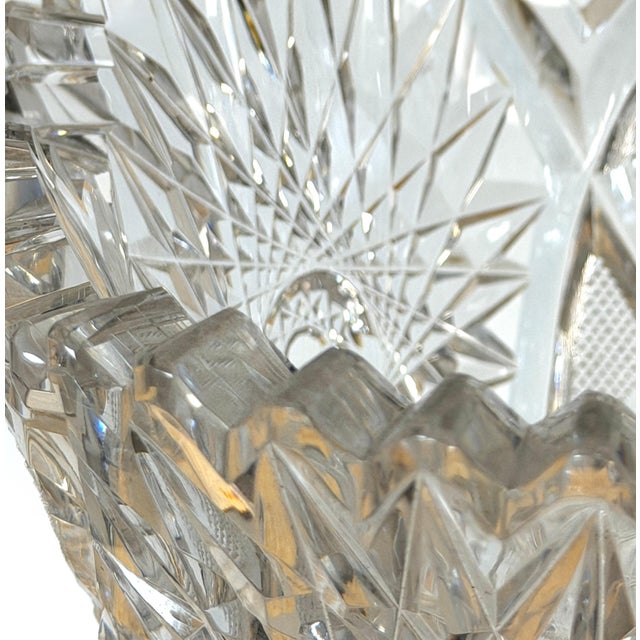 Monumental American Brilliant Period Exhibition Cut Glass Trumpet Vase, Hawkes For Sale - Image 9 of 18