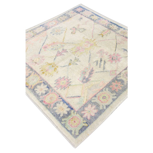 Beige 21st Century Oriental Handwoven Light Grey Turkish Oushak Rug 5'7" X 5'6" For Sale - Image 8 of 9