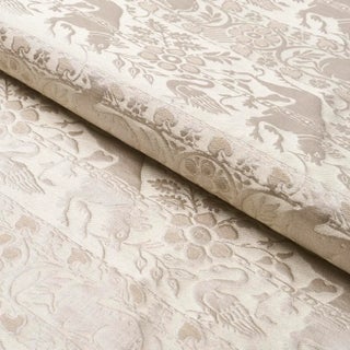 Schumacher Animali Fabric In Stone For Sale