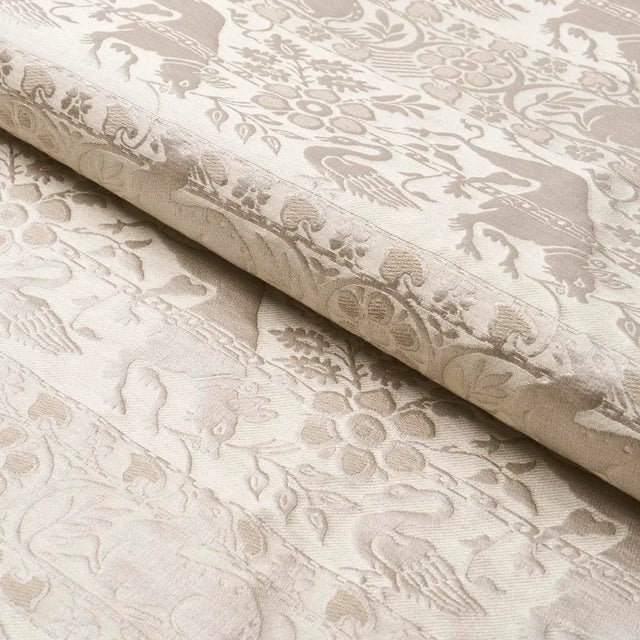 Schumacher Animali Fabric In Stone For Sale