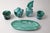 1950s Green White Mouth-Blown Glass Dressing Table Set, 1950s, Set of 5 For Sale - Image 5 of 16