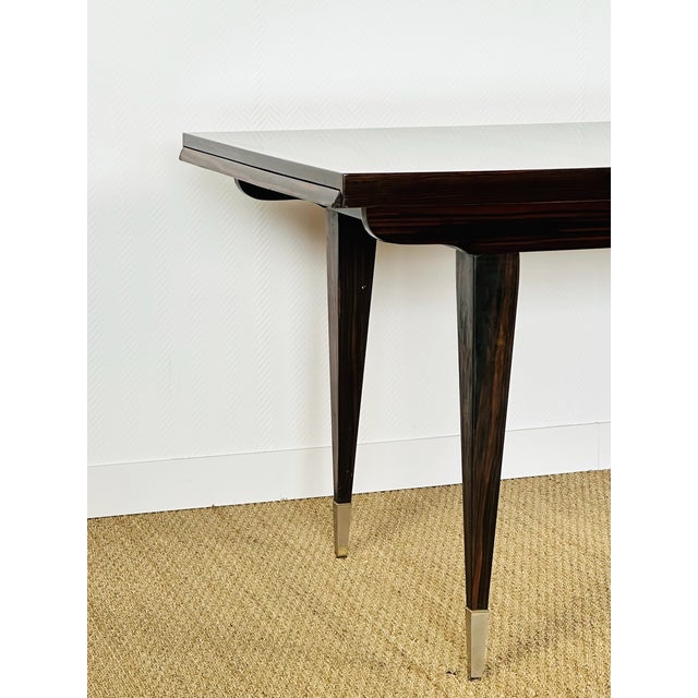Art Deco Macassar Ebony Extendable Dining Table, France, 1940s For Sale - Image 11 of 17