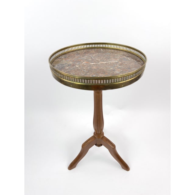 French French Vintage Gueridon Side Table With Marble Top For Sale - Image 3 of 11