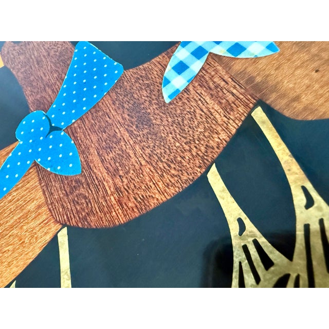 Mid-Century Modern Classic Vintage Mid-Century Modern Couroc of Monterey, Ca Tray With a ‘Handkerchief Duck Trio’ With Hand Inlaid Wood, Brass, & Gingham/Dot Detailing For Sale - Image 3 of 12