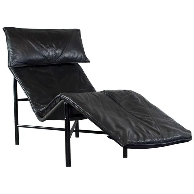 Tord Bjorklund Chaise Longue in Black Leather, Sweden 1970s For Sale - Image 11 of 11